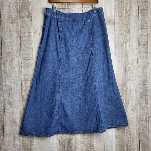 Vintage Pendleton Blue Midi A-Line Jean Skirt. Size 16 - Picture 6 of 11